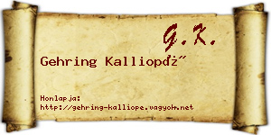 Gehring Kalliopé névjegykártya